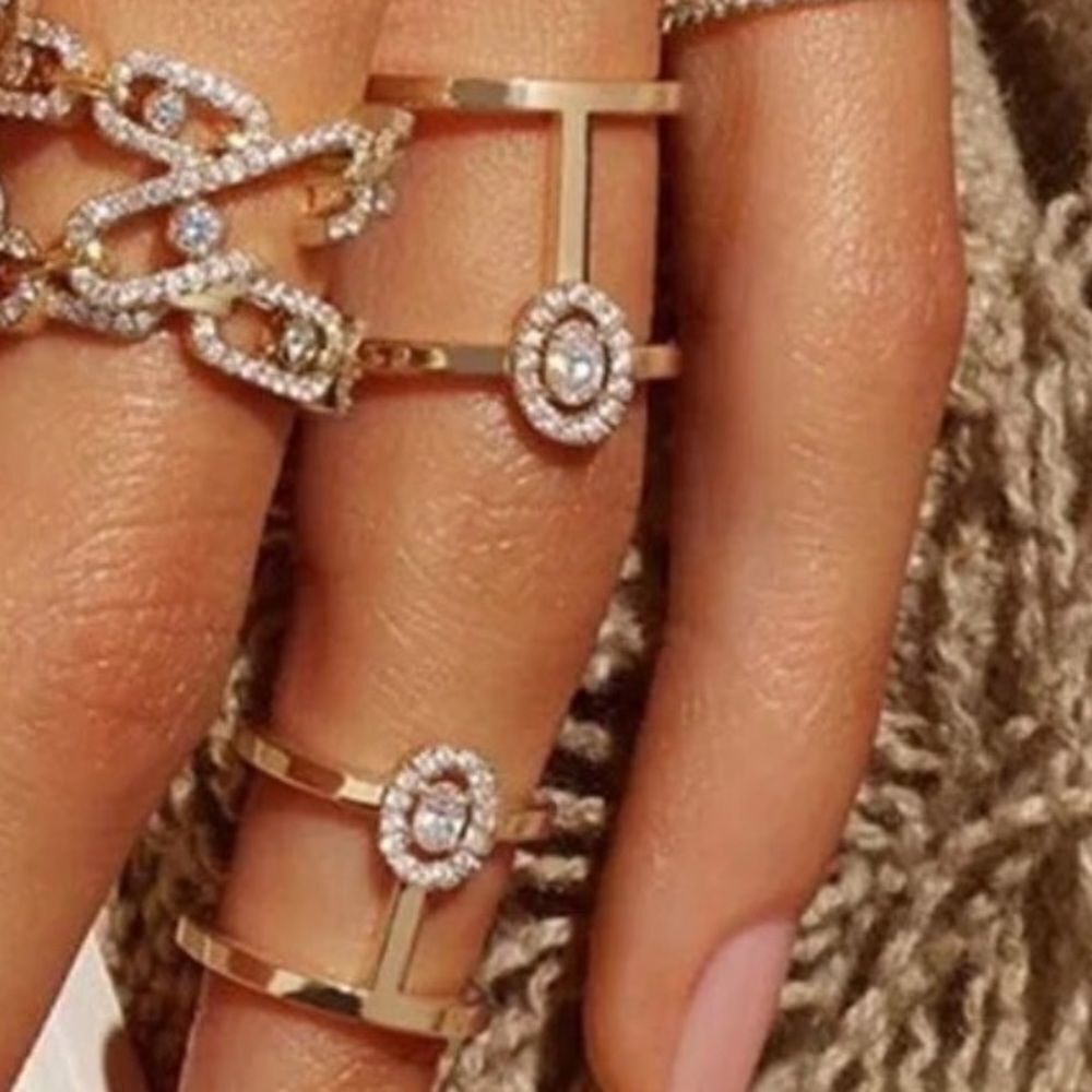 Silver Gold Diamond CZ  Open Cut Adjustable Trendy Sexy Rings GIFT BOXED!